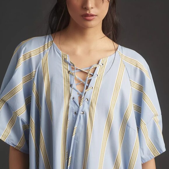 Anthropologie Maeve Short-Sleeve Crossover V-Neck Midi Dress Medium Worn 1 Time - Picture 3 of 14